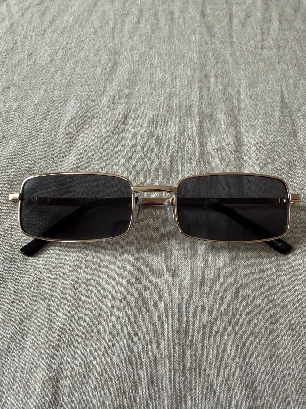 Rectangle Gold Frame Sunglasses with Dark Lenses